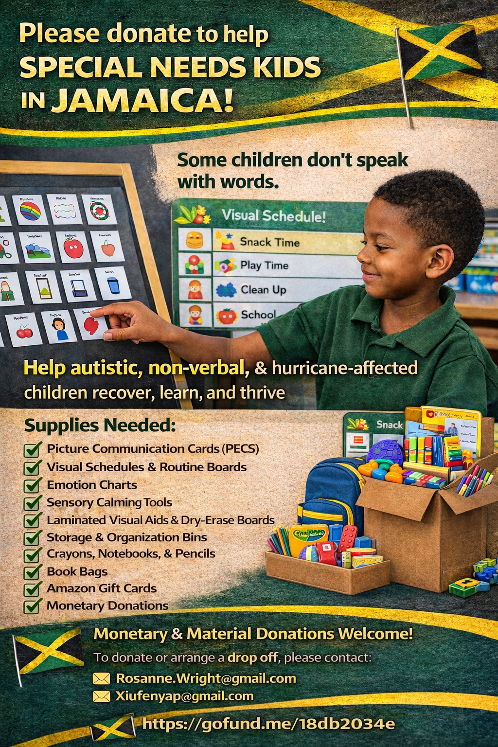 Child using visual communication tools. Help give autistic children in Jamaica a voice.